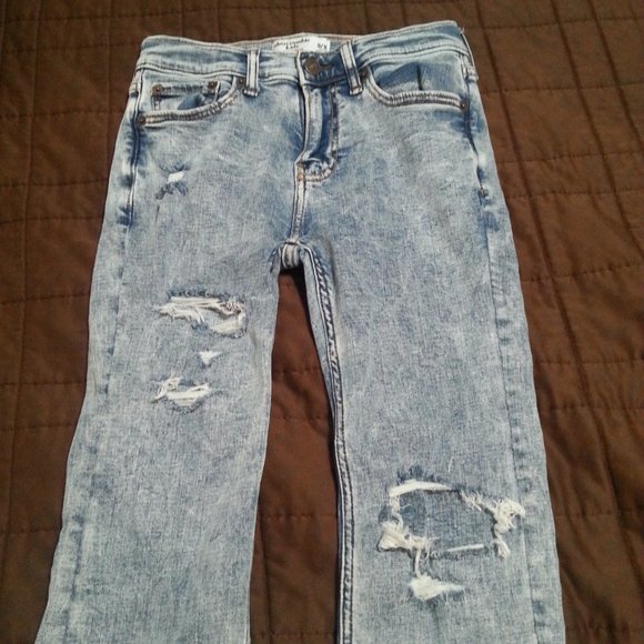 Abercrombie Skinny Denim Jeans Pants Kids Distressed - Picture 3 of 11